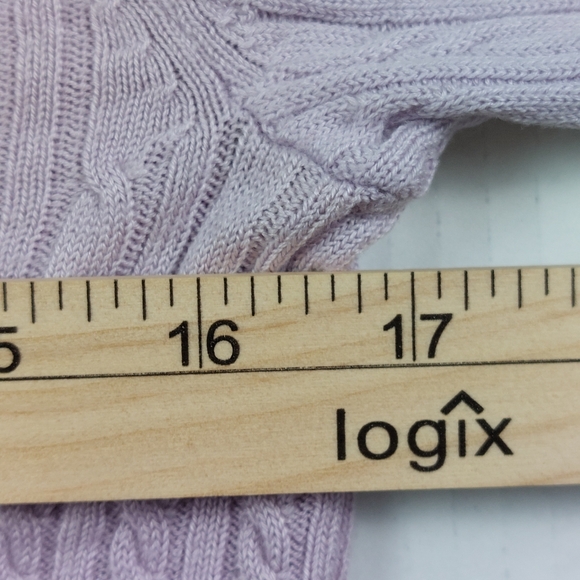 Brooks Brothers Sweater Womens XS Purple Cable Knit V Neck Silk Cashmere Blend - Picture 3 of 8